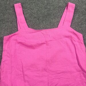 J.Crew Tank Top Women Medium Pink Linen Blend Square Neck Side Zip CA205
